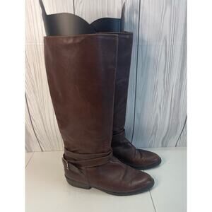 VTG Santana Canada Burgundy Brown Leather Riding Boots Winter Women's Size 8.5